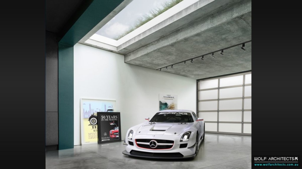 Bay View House modern showroom garage