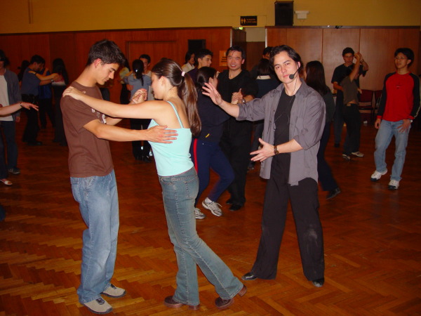 Taras teaching Univerity students how to dance