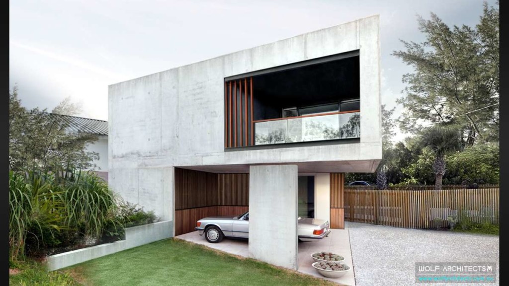 Modern concrete car port house